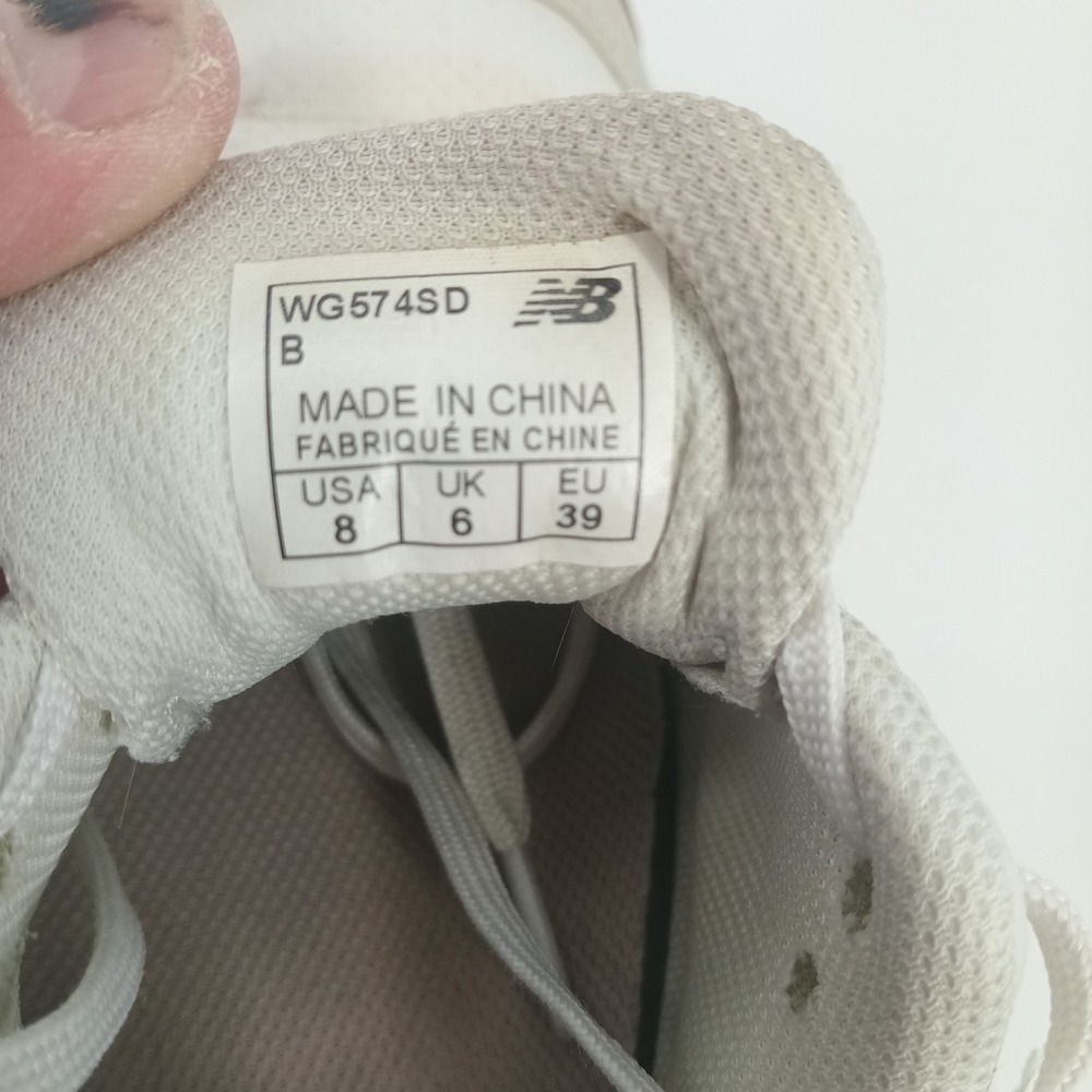 New Balance 574 Sport Bone White Pink Suede Sneakers WG574SD Womens Size 8 - Picture 7 of 7